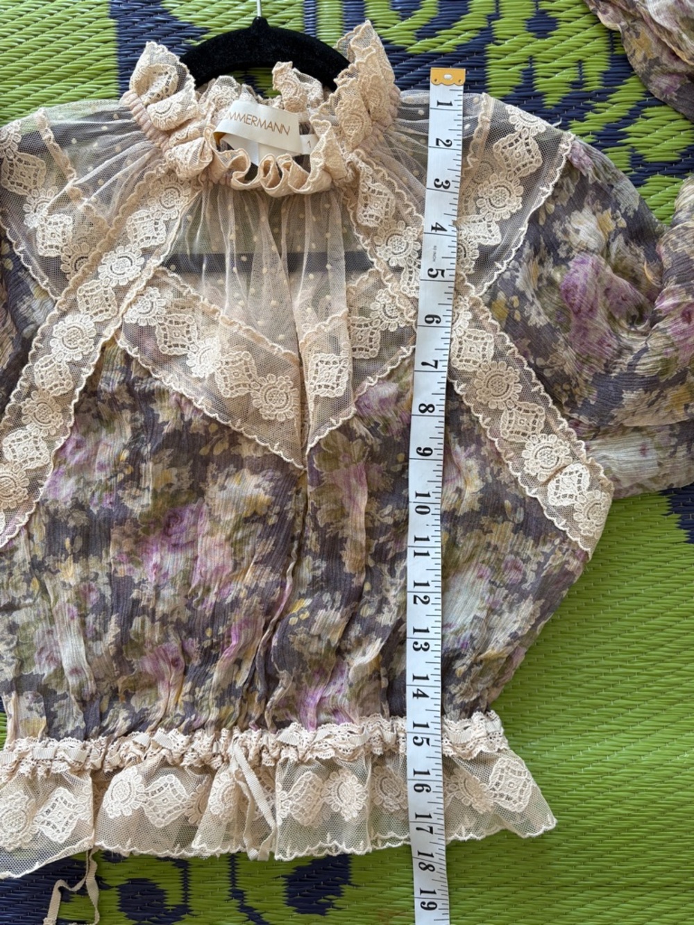 Zimmermann Lavender Floral Lace-Trim Sheer Blouse - Picture 10 of 10
